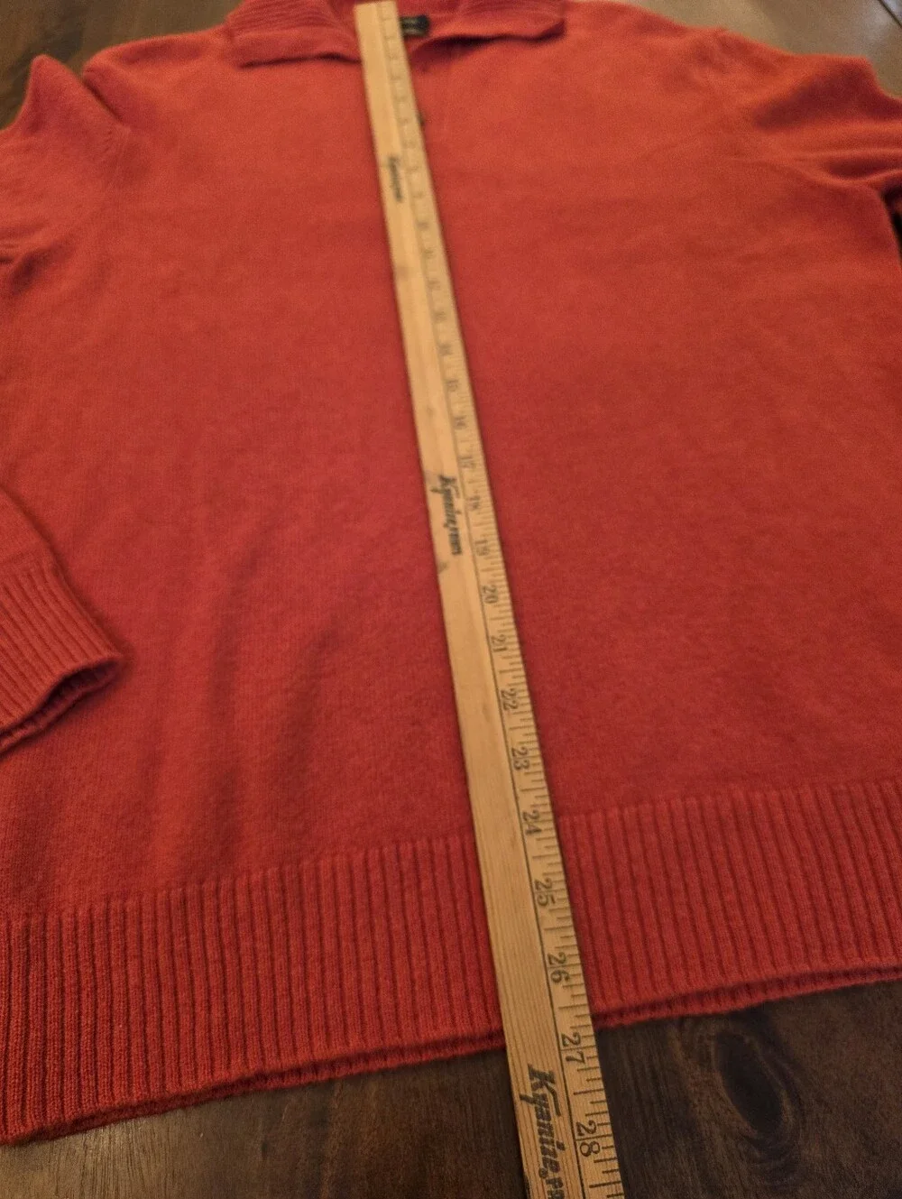 MASSIMO DUTTI Pumpkin Orange Button Collared Polo Sweater Size M Wool Cashmere